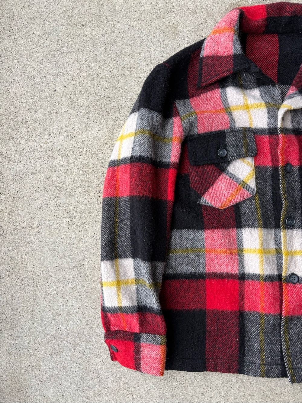 Vintage 80s CPO Plaid Wool Blend Shirt Jacket - No Size Tag Oversized Medium - Picture 3 of 5